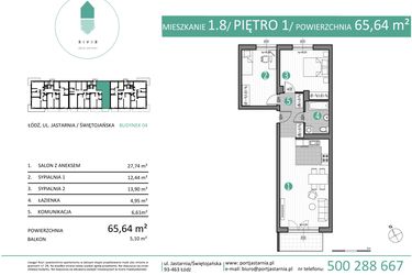 Rzut - Mieszkanie na sprzedaż 2 pokoje o powierzchni 65,64 m² - numer 04.1.8 w Port Jastarnia bud. 01, 04