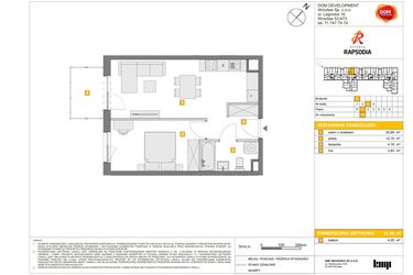 Rzut - Mieszkanie na sprzedaż 2 pokoje o powierzchni 41,08 m² - numer A.75 w Osiedle Rapsodia