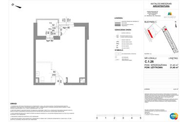 Rzut - Mieszkanie na sprzedaż 1 pokój o powierzchni 31,4 m² - numer C.1.26 w My Forest - Apartamenty inwestycyjne