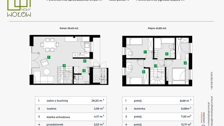 Rzut - Dom na sprzedaż 4 pokoje o powierzchni 78,47 m² - numer 46K/2 w Nowy Wołów etap II