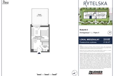 Rzut - Mieszkanie na sprzedaż 1 pokój o powierzchni 27,65 m² - numer 2.0.02 w Rytelska