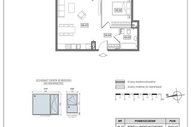 Rzut - Mieszkanie na sprzedaż 2 pokoje o powierzchni 49,21 m² - numer 7.A.18 w Urzeka bud. 6 i 7