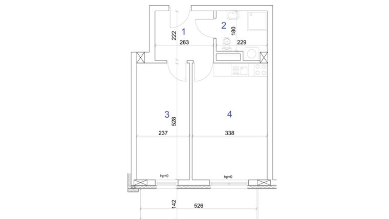 Rzut - Mieszkanie na sprzedaż 2 pokoje o powierzchni 40,39 m² - numer 6.15 w Mierzeja Wiślana etap IV