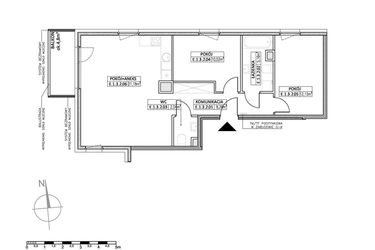 Rzut - Mieszkanie na sprzedaż 3 pokoje o powierzchni 69,5 m² - numer E.1.3.2 w Osiedle Koncept III