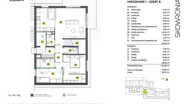 Rzut - Mieszkanie na sprzedaż 5 pokoi o powierzchni 154,84 m² - numer 3BL/1 w Skowronia