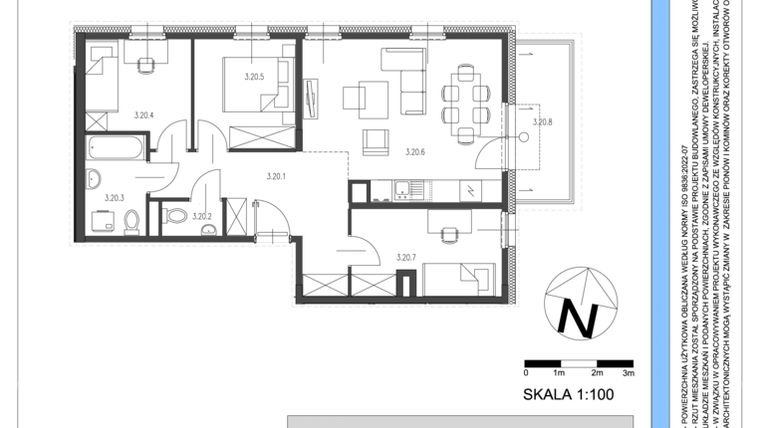 Rzut - Mieszkanie na sprzedaż 4 pokoje o powierzchni 67,01 m² - numer B.20 w Osiedle Telimeny etap III