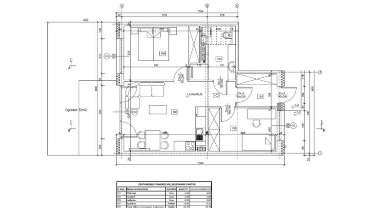 Rzut - Mieszkanie na sprzedaż 3 pokoje o powierzchni 57,9 m² - numer 42/1 w Ogrody Kochanowskiego