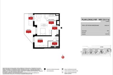 Rzut - Mieszkanie na sprzedaż 1 pokój o powierzchni 55,55 m² - numer WR1 2/0/1/1a w Przystań Reymonta