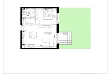 Rzut - Mieszkanie na sprzedaż 2 pokoje o powierzchni 48,59 m² - numer 1.4 w Ogrody Wiślane etap VI