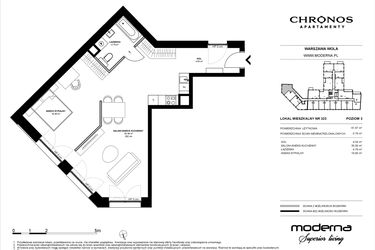 Rzut - Mieszkanie na sprzedaż 2 pokoje o powierzchni 61,87 m² - numer 323 w Chronos etap II