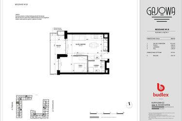 Rzut - Mieszkanie na sprzedaż 2 pokoje o powierzchni 35,28 m² - numer 28 w Gajowa bud. A