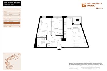 Rzut - Mieszkanie na sprzedaż 3 pokoje o powierzchni 59,12 m² - numer 1.10 w Białoprądnicka Park