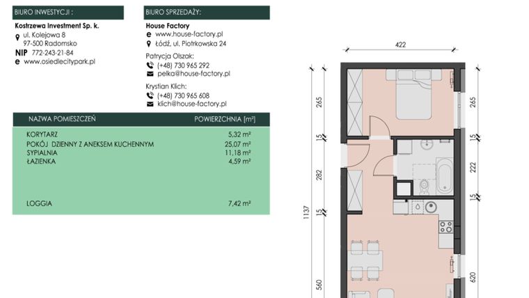 Rzut - Mieszkanie na sprzedaż 2 pokoje o powierzchni 46,16 m² - numer 2 w Osiedle City Park