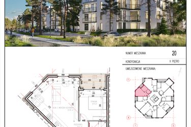 Rzut - Mieszkanie na sprzedaż 2 pokoje o powierzchni 42,85 m² - numer 20 w Grasera 12