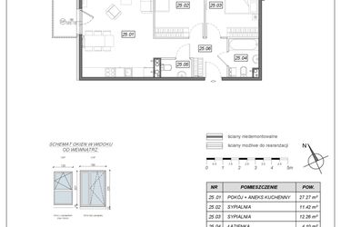 Rzut - Mieszkanie na sprzedaż 3 pokoje o powierzchni 65,02 m² - numer 5.A.25 w Nowe Południe bud. 5