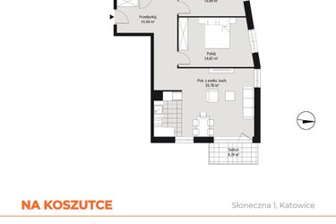 Rzut - Mieszkanie na sprzedaż 3 pokoje o powierzchni 78,26 m² - numer C16 w Na Koszutce