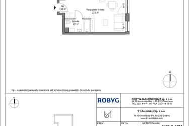 Rzut - Mieszkanie na sprzedaż 1 pokój o powierzchni 28,99 m² - numer C12.6M01 w Lawendowe Wzgórza bud. C12