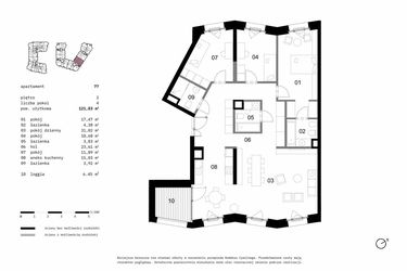 Rzut - Mieszkanie na sprzedaż 4 pokoje o powierzchni 121,83 m² - numer 77 w Solna 6