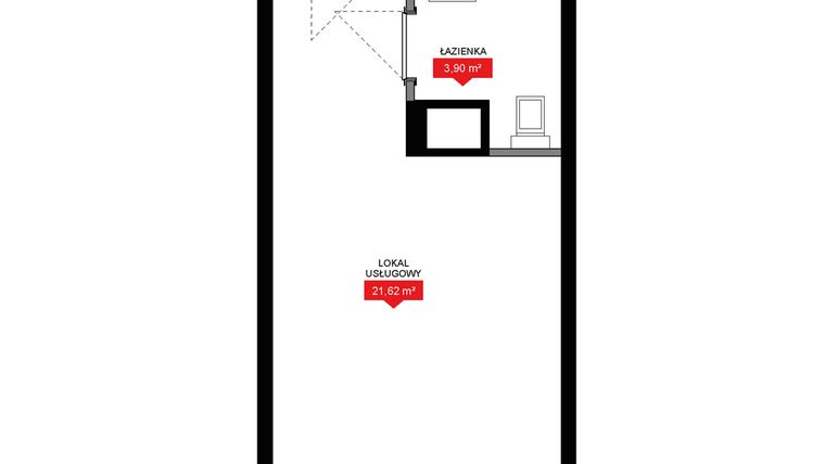 Rzut - Mieszkanie na sprzedaż 1 pokój o powierzchni 25,52 m² - numer A1 109LU w 29L - Apartamenty inwestycyjne