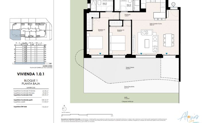 Rzut - Mieszkanie na sprzedaż 2 pokoje o powierzchni 143,46 m² - numer 101 w Alonis Living