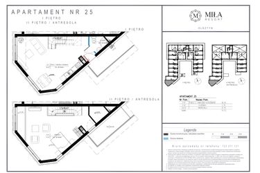 Rzut - Mieszkanie na sprzedaż 2 pokoje o powierzchni 70,72 m² - numer 25 w Miła Resort