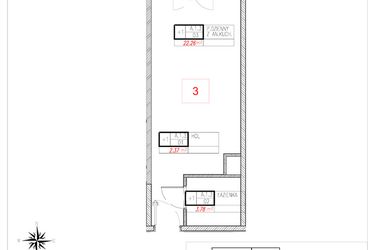 Rzut - Mieszkanie na sprzedaż 1 pokój o powierzchni 28,41 m² - numer A1.3 w Rezydencja Ogród Saski etap I i II