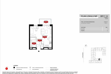 Rzut - Mieszkanie na sprzedaż 1 pokój o powierzchni 32,09 m² - numer BR11/14 w Browary Wrocławskie 2