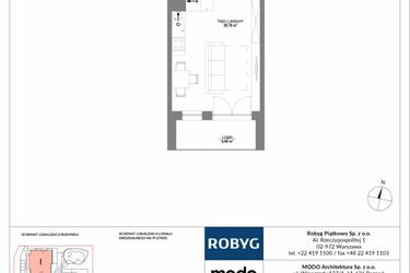 Rzut - Mieszkanie na sprzedaż 1 pokój o powierzchni 30,68 m² - numer 5M09 w Początek Piątkowo bud. I