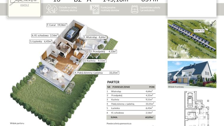 Rzut - Dom na sprzedaż 5 pokoi o powierzchni 145,16 m² - numer 13 w Osiedle Jaśminowa