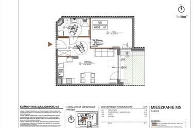 Rzut - Mieszkanie na sprzedaż 2 pokoje o powierzchni 48,51 m² - numer M5 w Kuźnicy Kołłątajowskiej 42