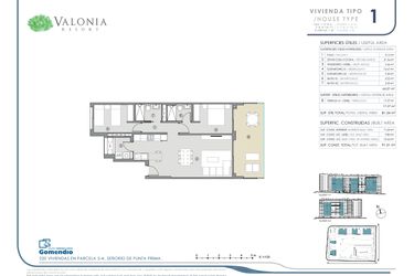 Rzut - Mieszkanie na sprzedaż 2 pokoje o powierzchni 81,34 m² - numer 118 w Valonia - Alicante