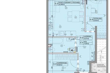Rzut - Mieszkanie na sprzedaż 3 pokoje o powierzchni 46,34 m² - numer 93 w Manufaktura Marki 2 etap IV