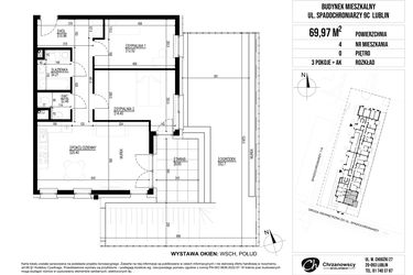 Rzut - Mieszkanie na sprzedaż 3 pokoje o powierzchni 69,97 m² - numer 4 w Vieniava edycja druga