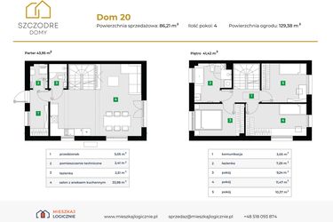 Rzut - Dom na sprzedaż 4 pokoje o powierzchni 85,31 m² - numer 44/1 w Szczodre Domy
