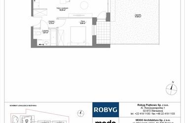 Rzut - Mieszkanie na sprzedaż 2 pokoje o powierzchni 36,74 m² - numer 0M05 w Początek Piątkowo bud. I