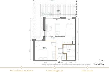 Rzut - Mieszkanie na sprzedaż 2 pokoje o powierzchni 51,52 m² - numer B/-1/1 w Kopernika 71