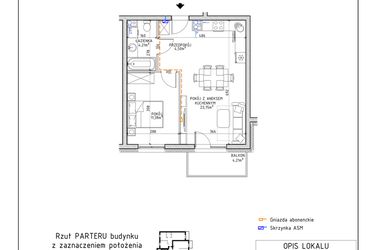 Rzut - Mieszkanie na sprzedaż 2 pokoje o powierzchni 43,84 m² - numer 19 w Osiedle OdNowa K5