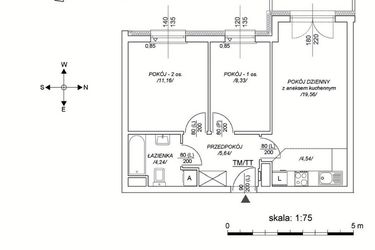 Rzut - Mieszkanie na sprzedaż 3 pokoje o powierzchni 48,93 m² - numer M25 w Osiedle Mała Dziesiąta etap II