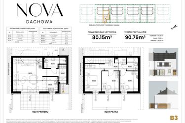Rzut - Dom na sprzedaż 4 pokoje o powierzchni 80,15 m² - numer B3 w Nova Dachowa II