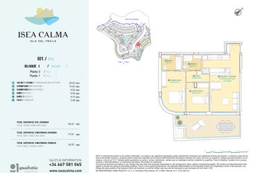 Rzut - Mieszkanie na sprzedaż 2 pokoje o powierzchni 77 m² - numer CAV-MS-5143 w Isea Calma - Aguilas