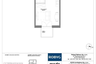 Rzut - Mieszkanie na sprzedaż 1 pokój o powierzchni 26,58 m² - numer 4M05 w Początek Piątkowo bud. F