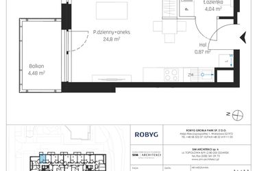 Rzut - Mieszkanie na sprzedaż 1 pokój o powierzchni 29,71 m² - numer I.1M11 w Nadmotławie Apartments etap I