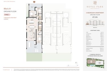 Rzut - Mieszkanie na sprzedaż 2 pokoje o powierzchni 102,55 m² - numer D05 w Royal Park