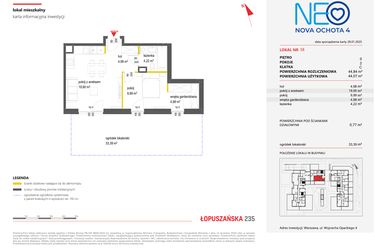 Rzut - Mieszkanie na sprzedaż 2 pokoje o powierzchni 44,84 m² - numer 38 w Neo Nova Ochota 4