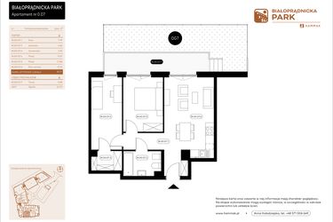 Rzut - Mieszkanie na sprzedaż 3 pokoje o powierzchni 55,71 m² - numer 0.07 w Białoprądnicka Park