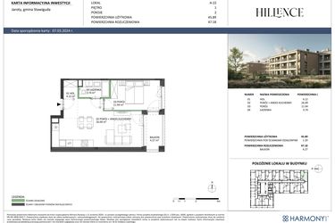Rzut - Mieszkanie na sprzedaż 2 pokoje o powierzchni 47,18 m² - numer A-22 w Hillence