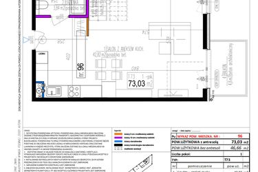 Rzut - Mieszkanie na sprzedaż 1 pokój o powierzchni 73,03 m² - numer 96 w Strumykowa