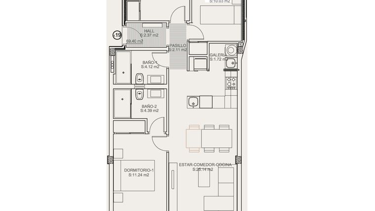 Rzut - Mieszkanie na sprzedaż 3 pokoje o powierzchni 113,6 m² - numer 1-1.19 w Apartamenty w Torrevieja - 51618202
