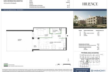 Rzut - Mieszkanie na sprzedaż 2 pokoje o powierzchni 46,73 m² - numer A-11 w Hillence