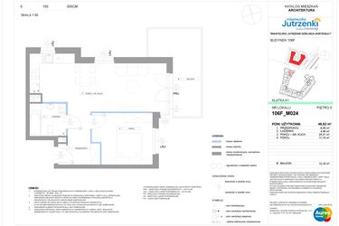 Rzut - Mieszkanie na sprzedaż 2 pokoje o powierzchni 46,62 m² - numer 106F/M024 w Miasteczko Jutrzenki Dzielnica Hortensji